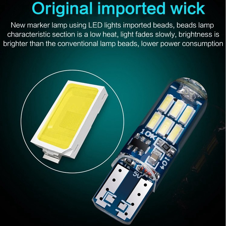 Bóng Đèn LED Silicone T10 W5W 12V Cách Nhiệt Chống Nước Gắn Biển Số Xe Hơi