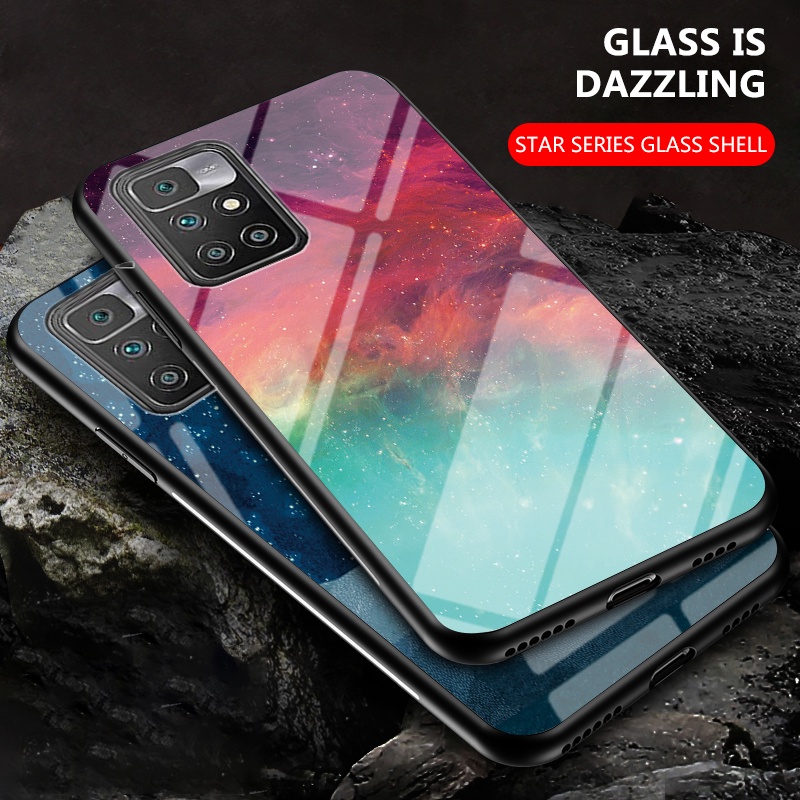 Ốp Điện Thoại Mặt Lưng Kính Cường Lực Cứng Màu Gradient Bảo Vệ Chống Sốc Cho Xiaomi Redmi 10