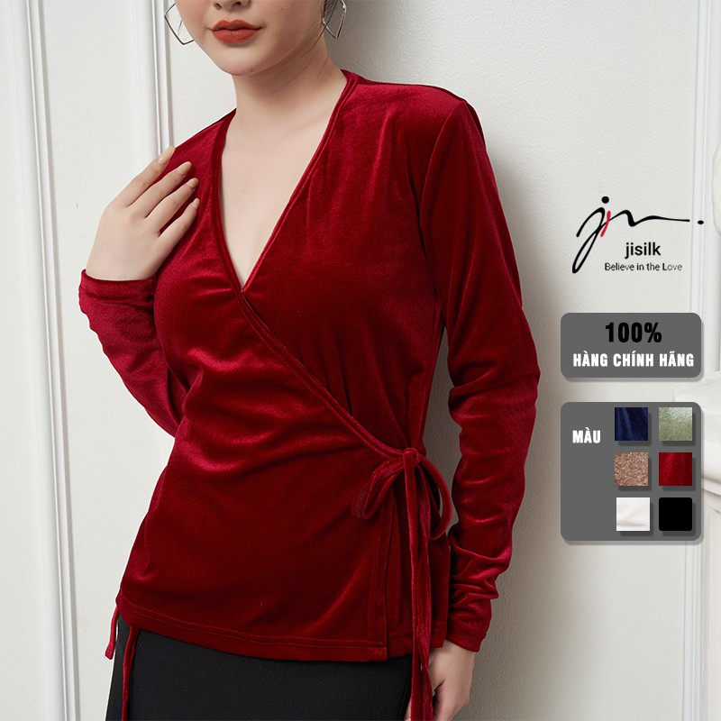 Áo Thu Đông Nữ Nhung Công Sở, Áo Dài Tay Kiểu Thiết Kế Kimono N.AK2-02 - jisilk