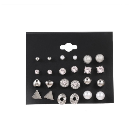 Set 12 đôi bông hoa tai nhỏ gọn cá tính dễ thương - Phụ kiện thời trang cho nữ hợp kim không rỉ