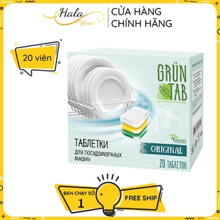 Viên rửa chén bát GRUN TAB dành cho máy rửa bát, hộp 20 viên - Nhập khẩu chính hãng