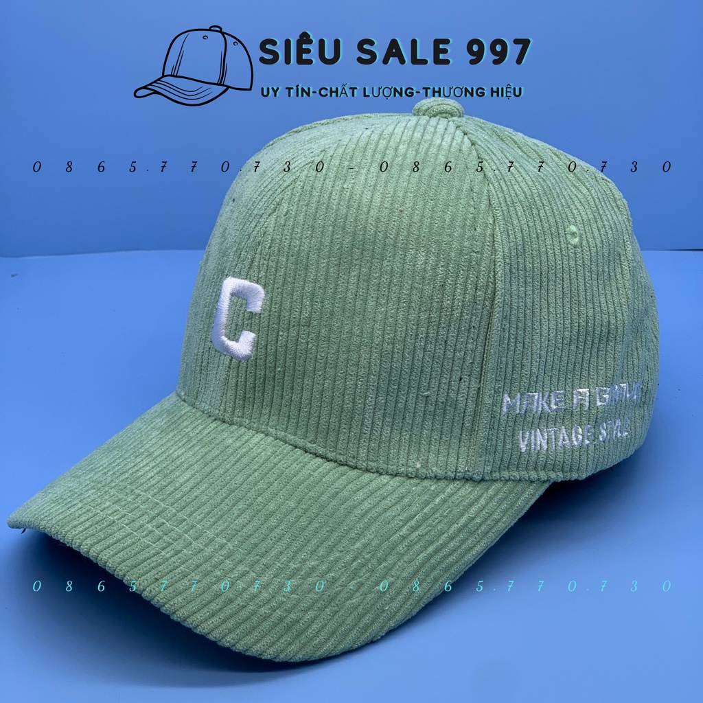 NÓN KẾT NHUNG GÂN CHỮ C NHIỀU MÀU THỜI TRANG