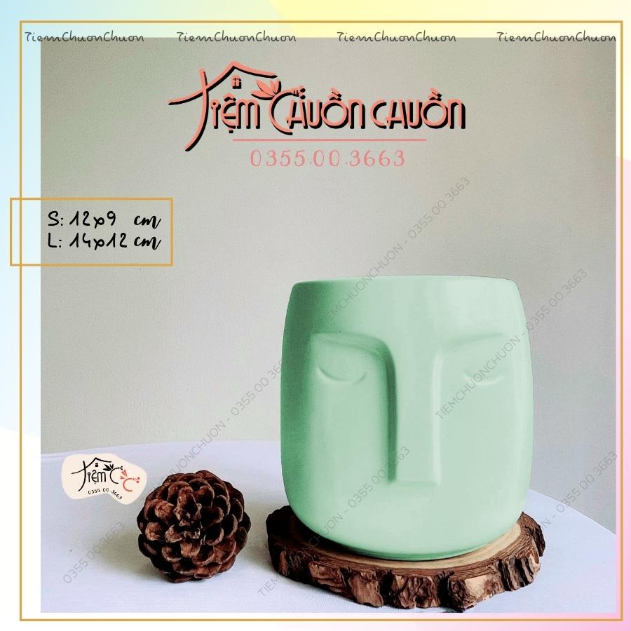Chậu Sứ Dáng Đầu Người - 6 Men Pastel Siêu Cute- Chậu Đất Nung - tiệm chuồn chuồn - tiemchuonchuon - Gốm sứ Bát Tràng