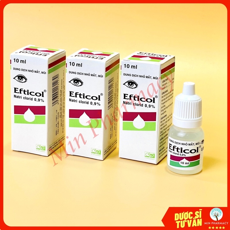 Efticol Natri Clorid 0.9% 10Ml Dùng Nhỏ Mắt, Vệ Sinh Mũi Chai 10ml