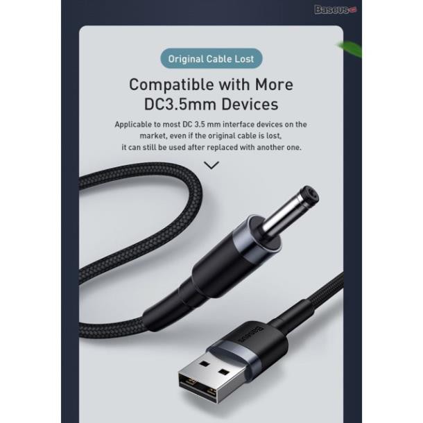 Cáp nguồn DC 3.5mm siêu bền Baseus Cafule Series DC3.5mm (2A, USB to DC 3.5mm Power Cable)