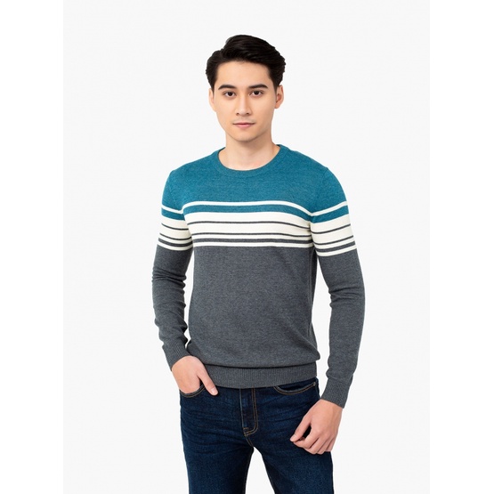 Áo len nam Insidemen  form ôm họa tiết kẻ ngang IWO002W1