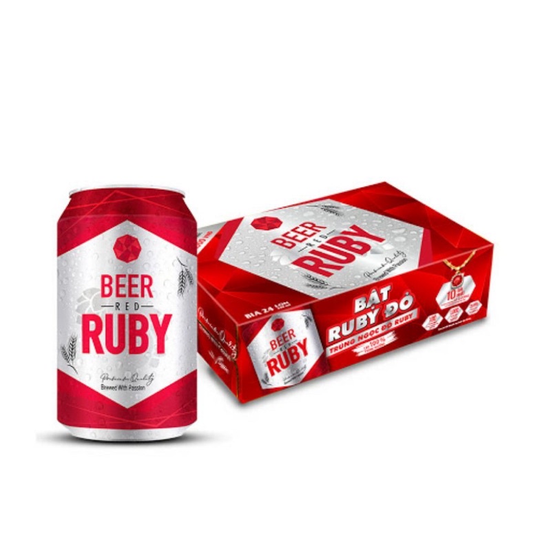 Bia RUBY đỏ thùng 24 lon 330ml mẫu mới trúng thưởng 100% có quà