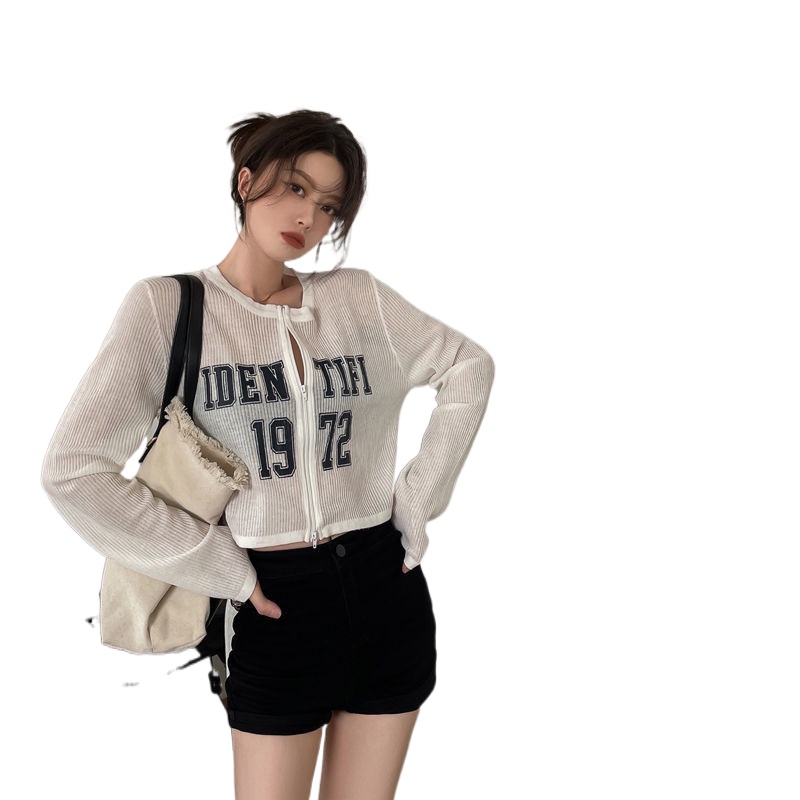 Thời Trang Nữ Mới Mùa Thu Ngắn Hàng Đầu Thời Trang Hàn Quốc Áo Khoác Cardigan Dáng Dài