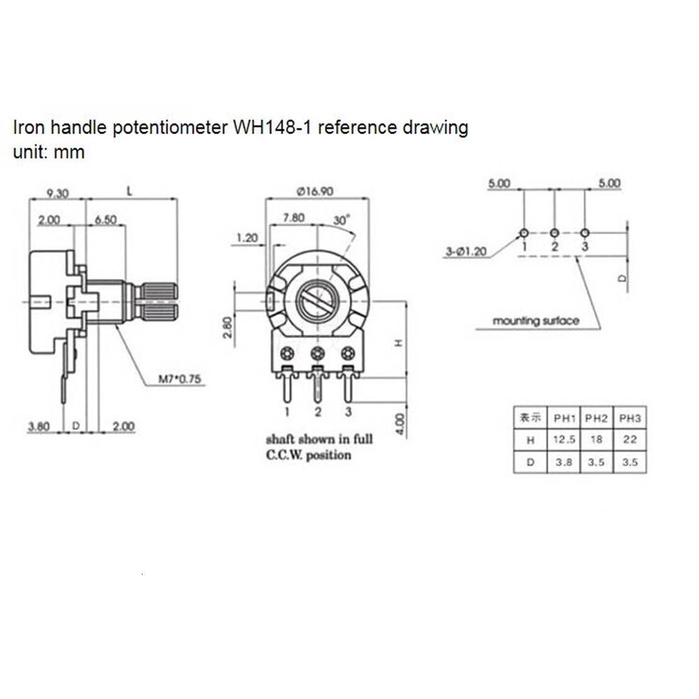 Bộ chiết áp tuyến tính Wh148 B1K B2K B5K B10K B20K B50K B100K B250K B500K B1M | BigBuy360 - bigbuy360.vn