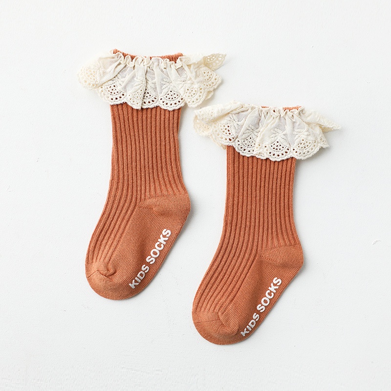 Vớ cotton Chống Trượt Phối Ren Xinh Xắn Dành Cho Bé Gái 0-3 Tuổi