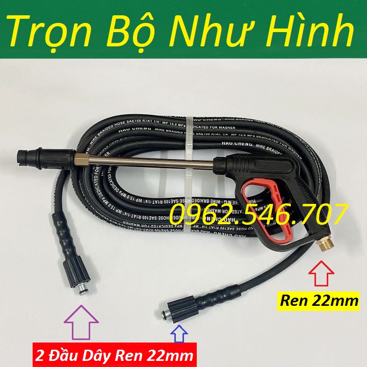 Bộ 10m,15m,20m dây rửa xe lõi thép và súng xịt kiểu dài  - súng rửa xe áp lực cao, dây xịt rửa xe lõi thép
