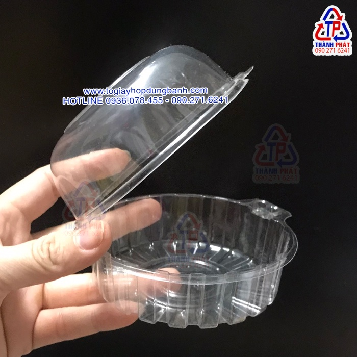 100 Hộp H125 bầu đựng bánh donut – Hộp nhựa tròn đựng bánh su kem - bánh bao nhỏ