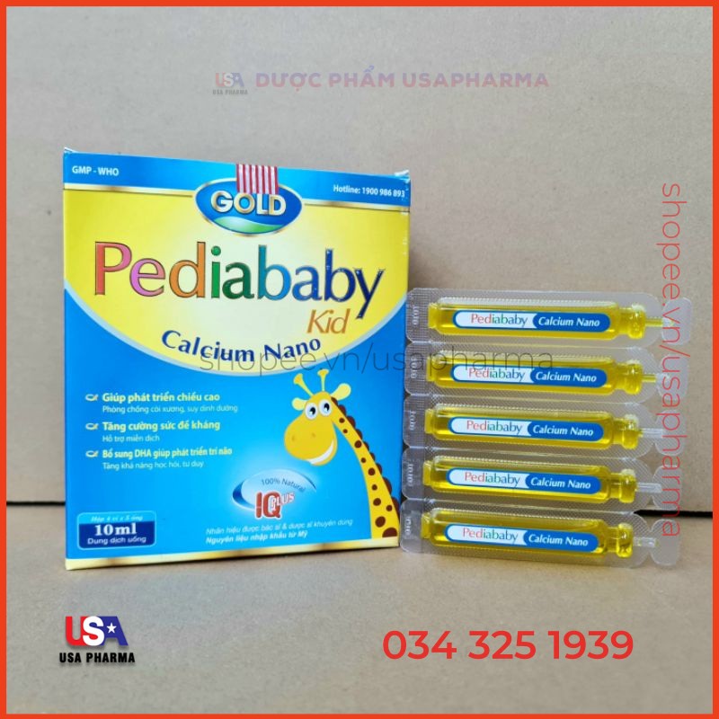 SIRO PEDIA BABY CANSIUM NANO Giúp tăng chiều cao, canxi, chống còi xương suy dinh dưỡng ở trẻ em - Hộp 20 ống