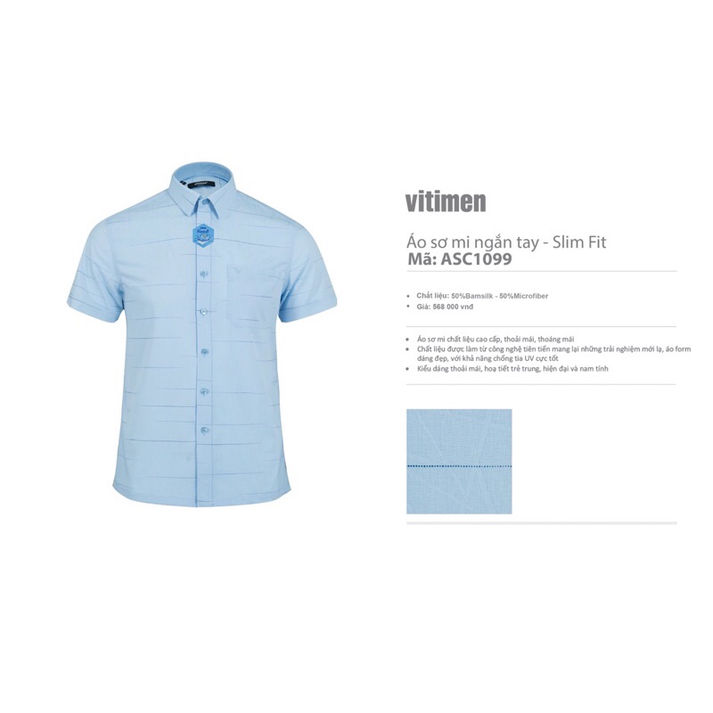 Giảm 10% sơ mi ngắn tay Vitimen
