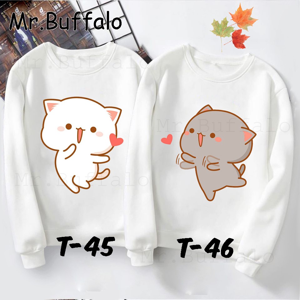 Áo đôi sweater nam nữ thu đông hình mèo Mochi cực đáng yêu Mr.Buffalo