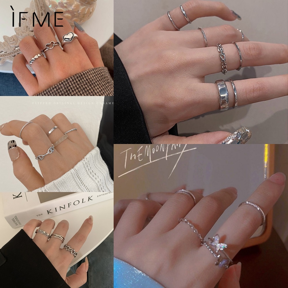 IF ME Nhẫn bạc đính ngọc trai nhân tạo phong cách Hàn Quốc cho nữ