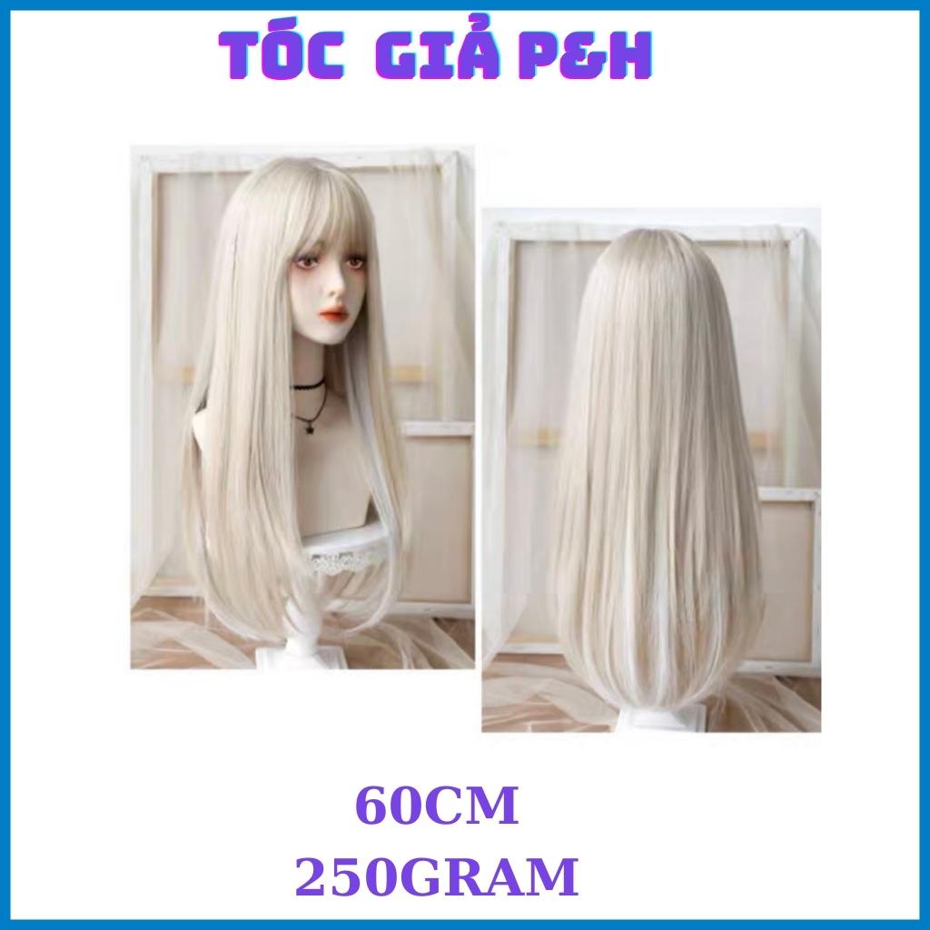 Tóc giả nữ đẹp 🙂FREESHIP🙂 Tóc giả nguyên đầu cúp bạch kim phối line xám