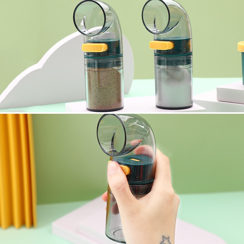 Set 2 hũ đựng gia vị hình ống nước độc đáo nút nhấn kiểm soát lượng gia vị khi nấu ăn