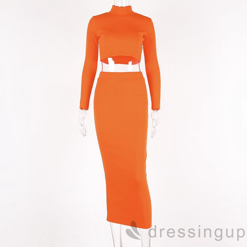 Bộ áo crop top + chân váy bó thời trang nữ | BigBuy360 - bigbuy360.vn