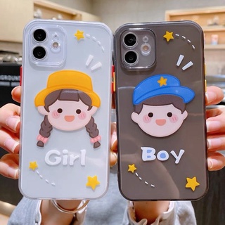 （Random Color）Phone case suitable for iPhone 6 to 12 TPU cartoon couple mobile phone cover