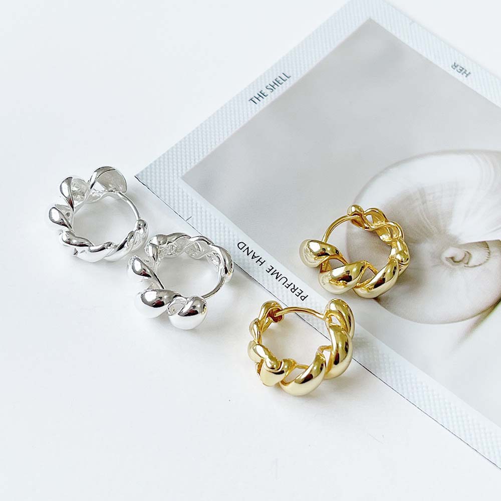 Khuyên Tai Dạng Xoắn Bằng Kim Loại Phong Cách Cổ Điển Đơn Giản Thời Trang Cho Nữ