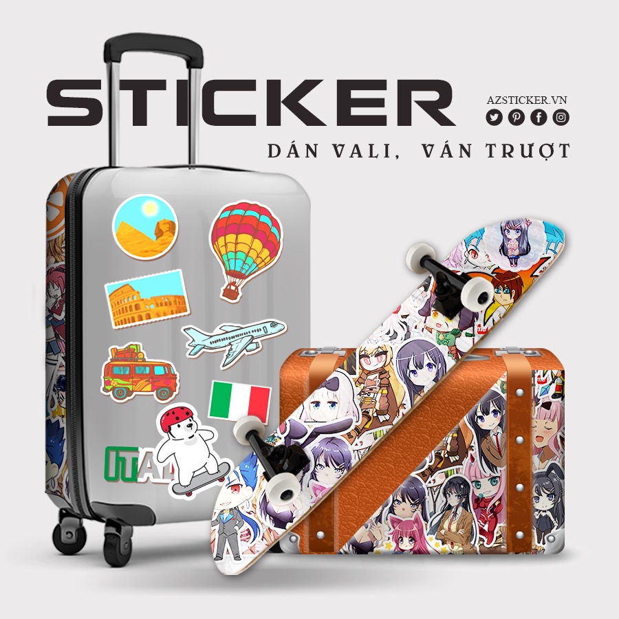 Sticker Chika, Lancer, Ceobe, Mai Sakurajima | Dán Nón Bảo Hiêm,Điện Thoại, Laptop, Bình Nước..Chống Nước, Chống Bay Màu
