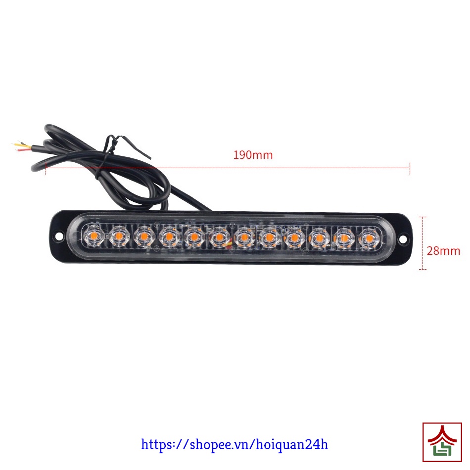 Đèn Nháy Police 12 Led Cao Cấp 18 Chế Độ Chớp Cảnh Sát Vỏ Nhôm CNC