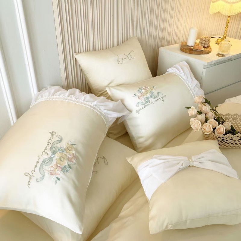 Bộ chăn ga gối •Tencel 80s phủ viền ren bánh bèo công chúa cuốn hút ánh nhìn Bee House