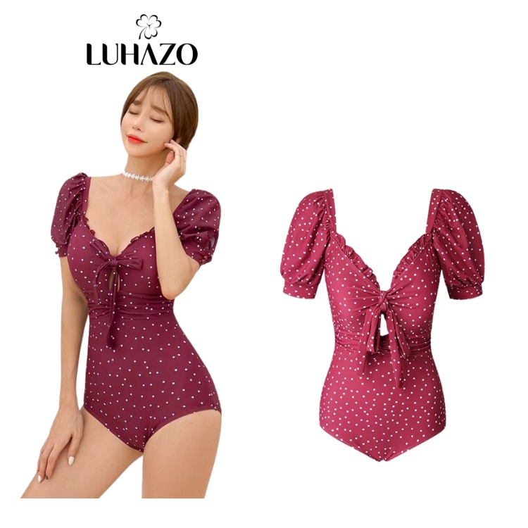 Bikini kín đáo 1 mảnh đồ bơi đi biển bigsize liền thân sexy Hàn Quốc cạp cao nâng ngực váy hở lưng LUHAZO 2555 DK4T101