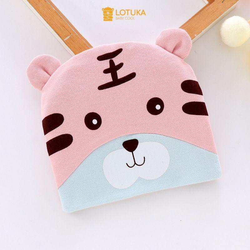 Mũ Sơ Sinh LOTUKA Chất Thun Cao Cấp Thoáng Mát Thấm Hút Mồ Hôi Cho Bé 0-3M