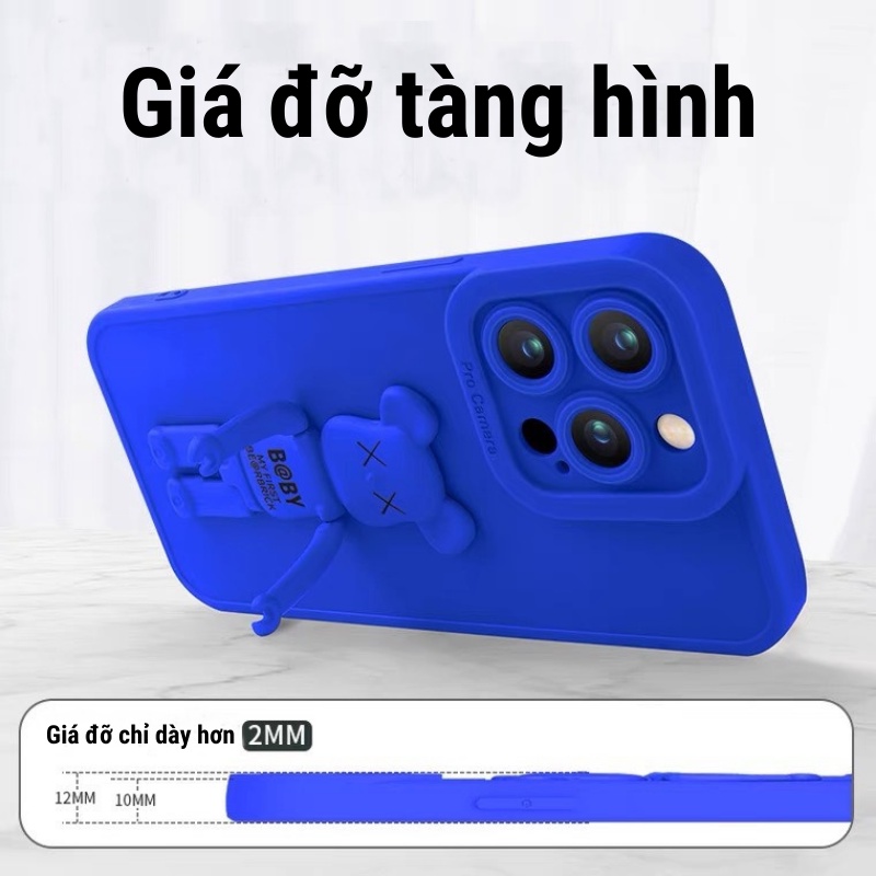 Ốp lưng gấu bearbrick, giá đỡ cho các dòng máy điện thoại 🍏 chất liệu TPU BenZ Store