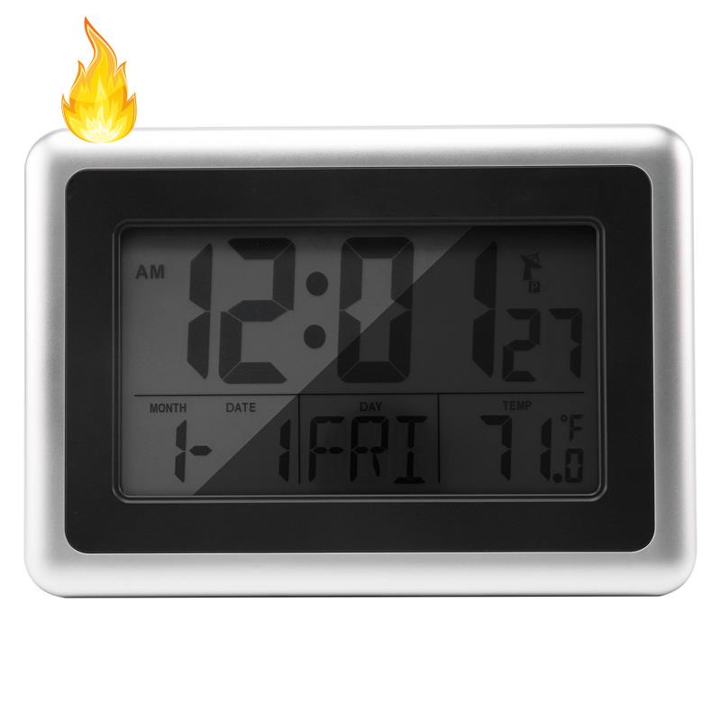 Đồng Hồ Điện Tử Treo Tường Màn Hình Lcd Cỡ Lớn Chạy Bằng Pin Có Lịch/Đèn Sau