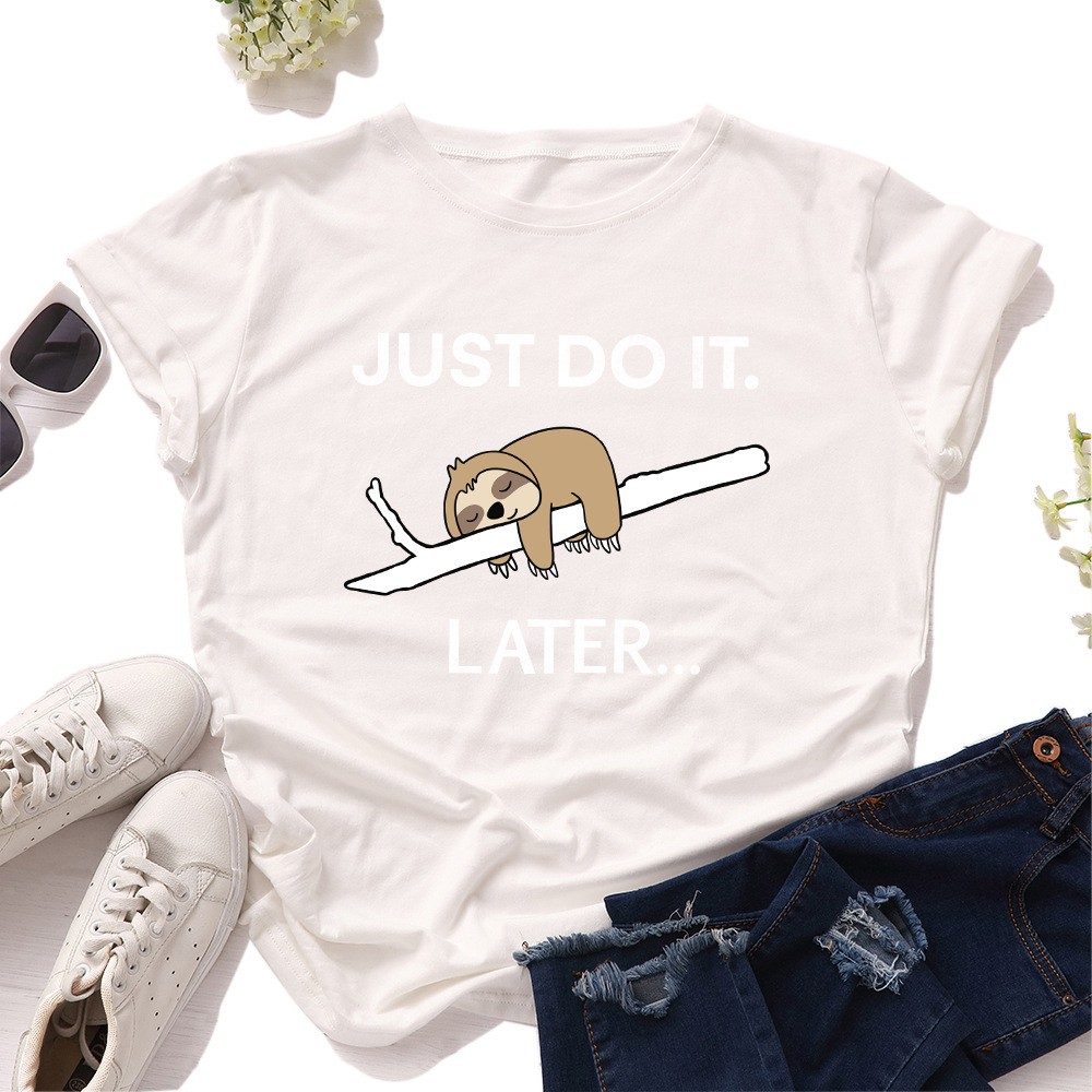 Áo thun phông nam nữ form rộng Familylove - Mẫu áo Unisex nam nữ Chú Lười JUST DO IT LATER..