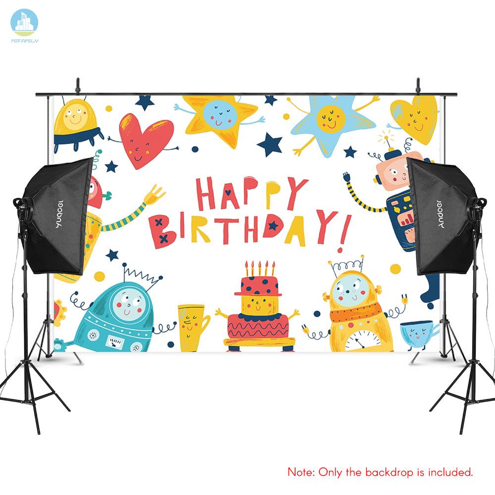 MI   7*5ft Happy Birthday Cartoon Backdrop Baby Shower Kid Birthday Photography Background Cloth Children Carnival Party Decorations Photo Studio Accessories #3269