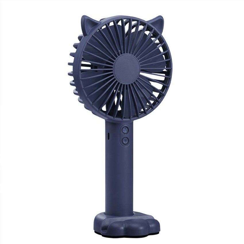 Quạt 4 cánh cầm tay có đế HANDY N10 fan 3 tốc độ gió tai mèo cao cấp có đèn, Tặng kèm giá đỡ điện thoại