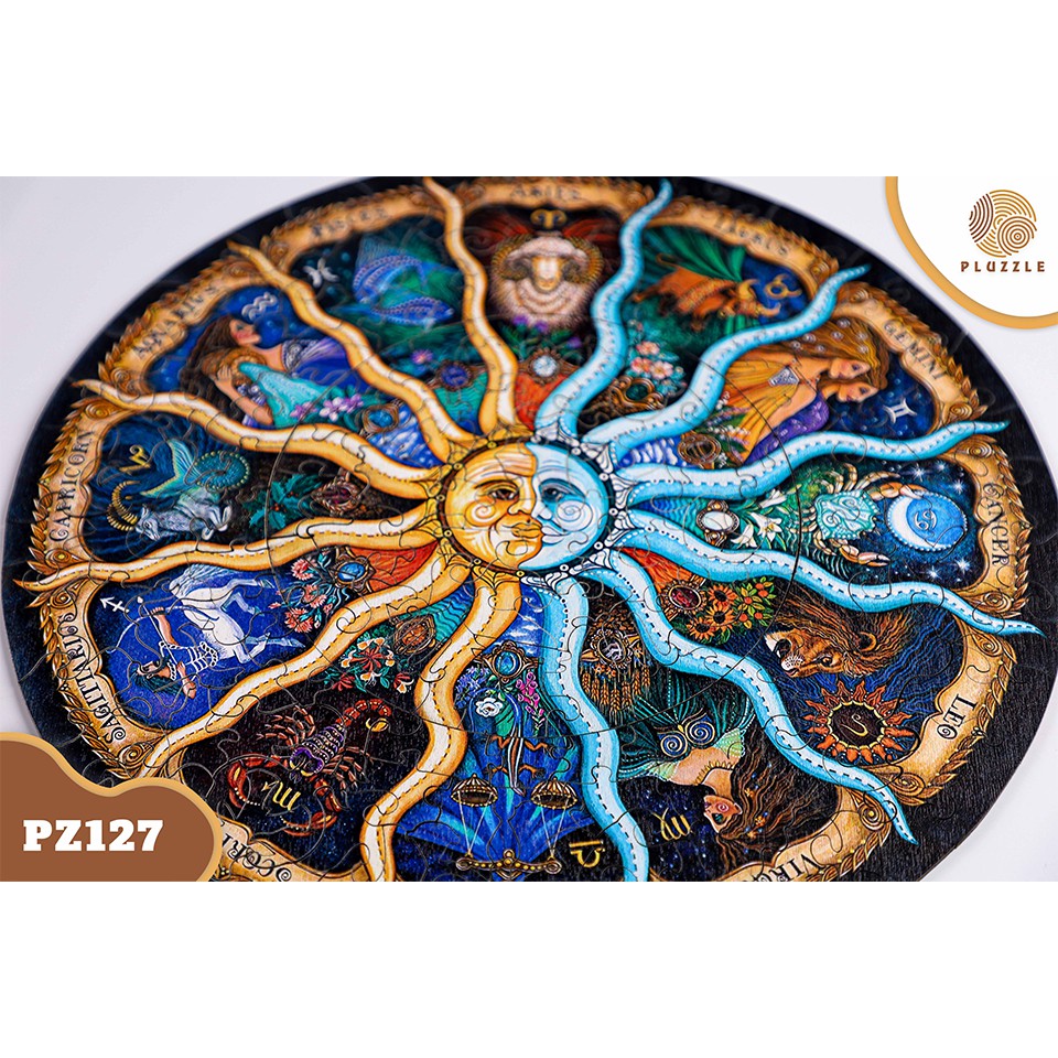 PLUZZLE Bộ xếp hình gỗ đồ chơi puzzle ghép hình 12 Cung Hoàng Đạo – PZ127