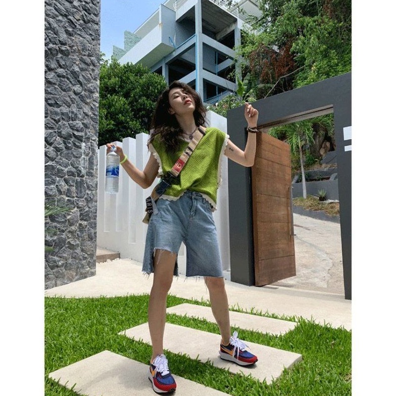 IMAODOU Áo dệt kim sát nách cổ chữ V rộng rãi thời trang mùa hè phong cách Hàn Quốc dành cho nữ | BigBuy360 - bigbuy360.vn