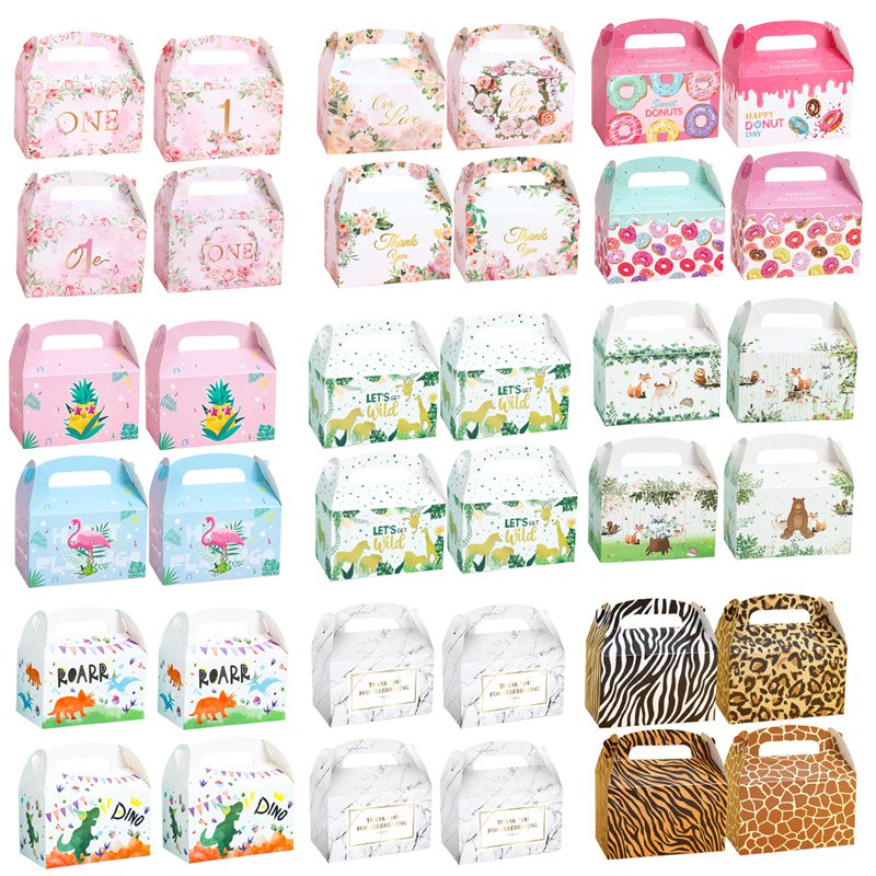 Set 4 Hộp carton Đựng Kẹo Họa Tiết Hoạt Hình Trang Trí Tiệc Cưới/Sinh Nhật