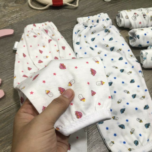 Quần dài cotton nền trắng in hình cho bé 3-8kg