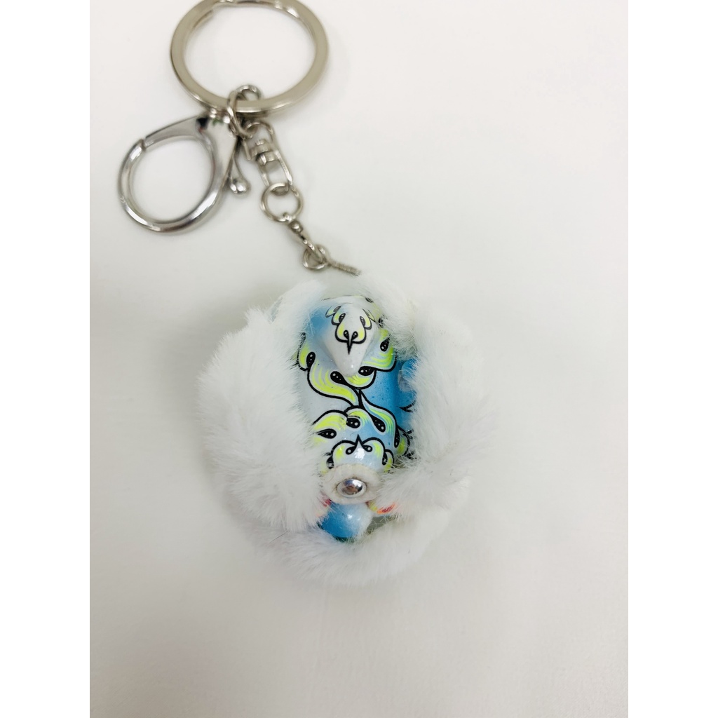 毛毛-蓝白 Móc Khóa Resin Hình Sư Tử Nhảy Múa Thời Trang