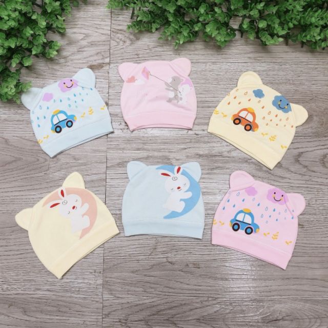 Mũ cotton tai dễ thương cho bé 0-5m trai/gái nhiều mẫu