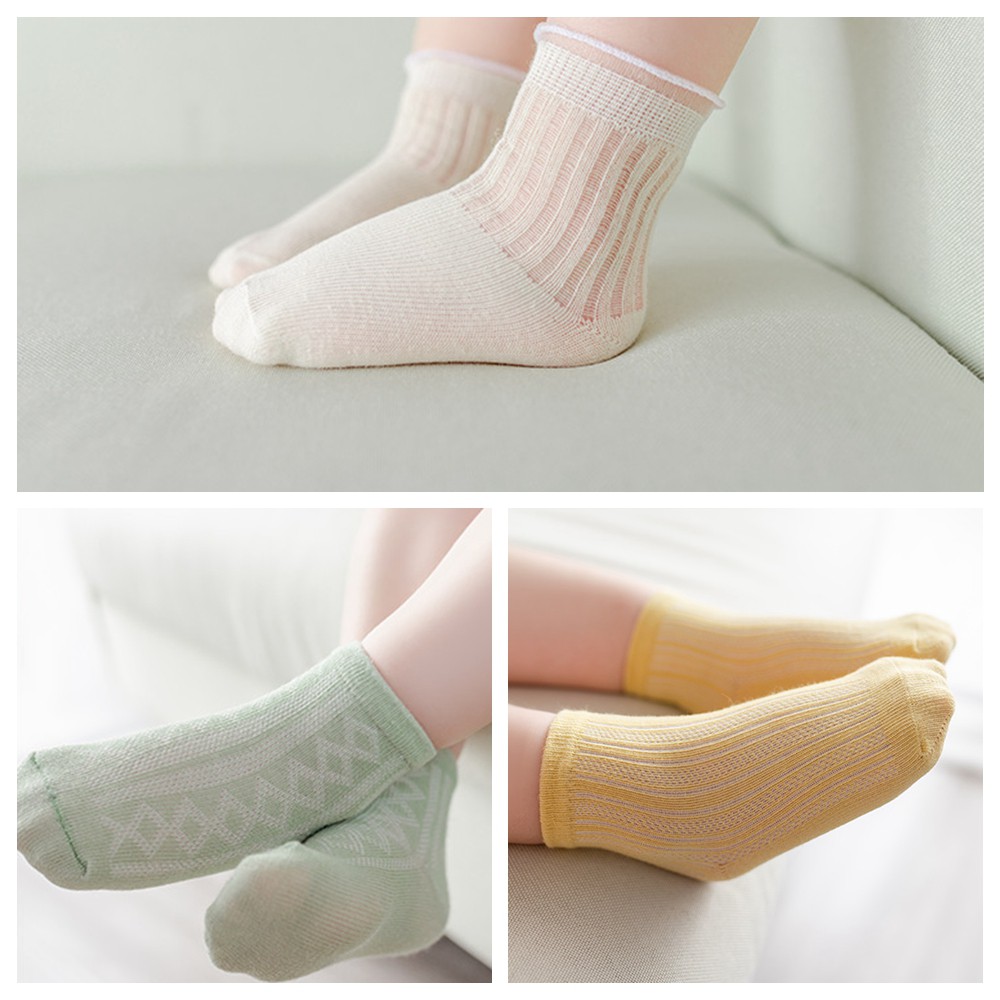 5 Pairs 0-5Yrs Newborn Baby Soft Cotton Socks for Girl Boy Solid Color Kids Sock