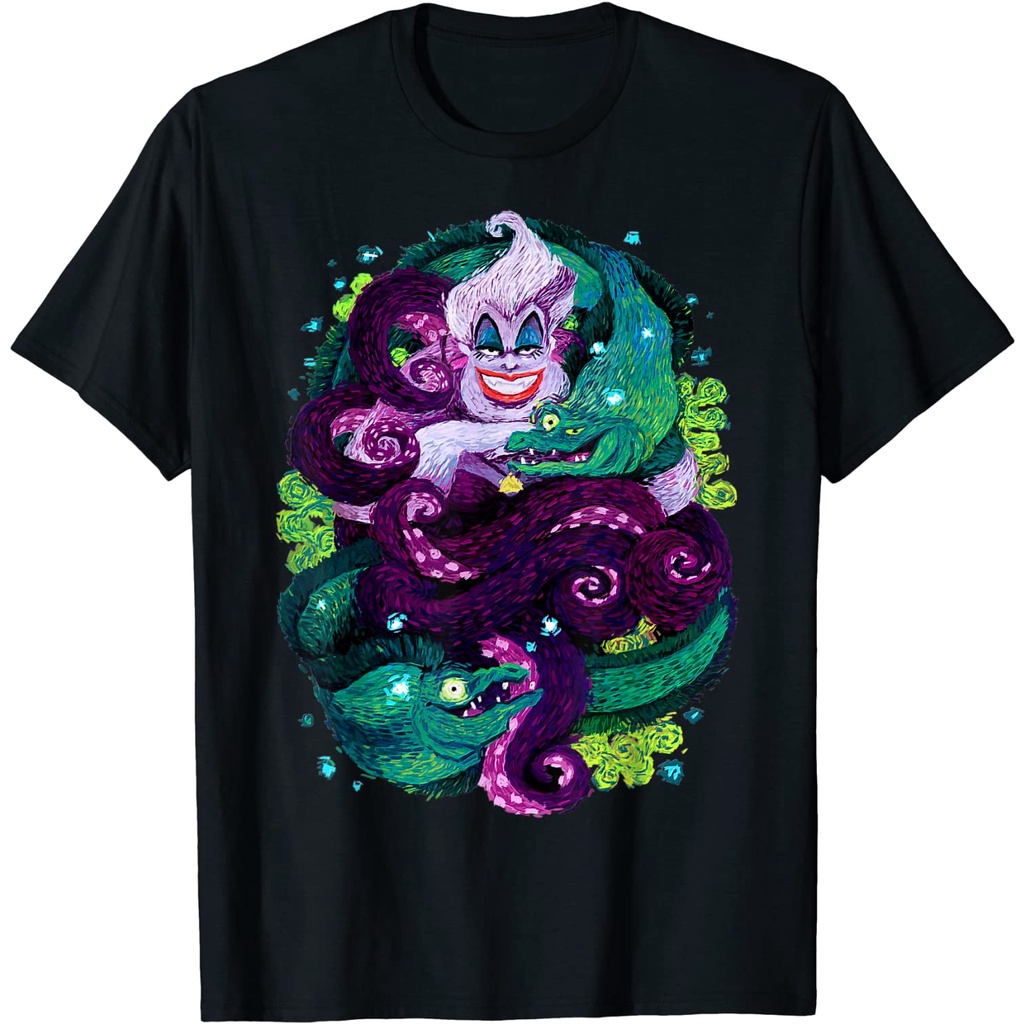 DISNEY Mashoo Áo Thun Tay Ngắn Cỡ Lớn In Hình Nàng Tiên Cá Ursula Sea Phù Thủy kemeja baju lelaki Cổ Điển Cho Nam Nữ
