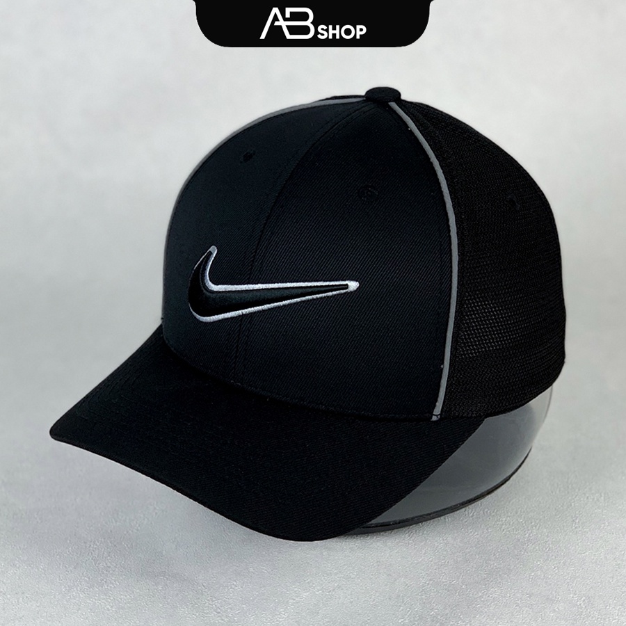 Mũ Lưỡi Trai Nike Nam Cao Cấp Nón Bít Đuôi Đen Xanh Viền Xám AB-30181