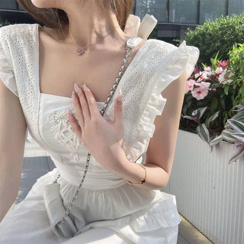 Xiaofei Đầm midi Mỏng Màu Trơn Mùa Hè Cá Tính Cho Nữ