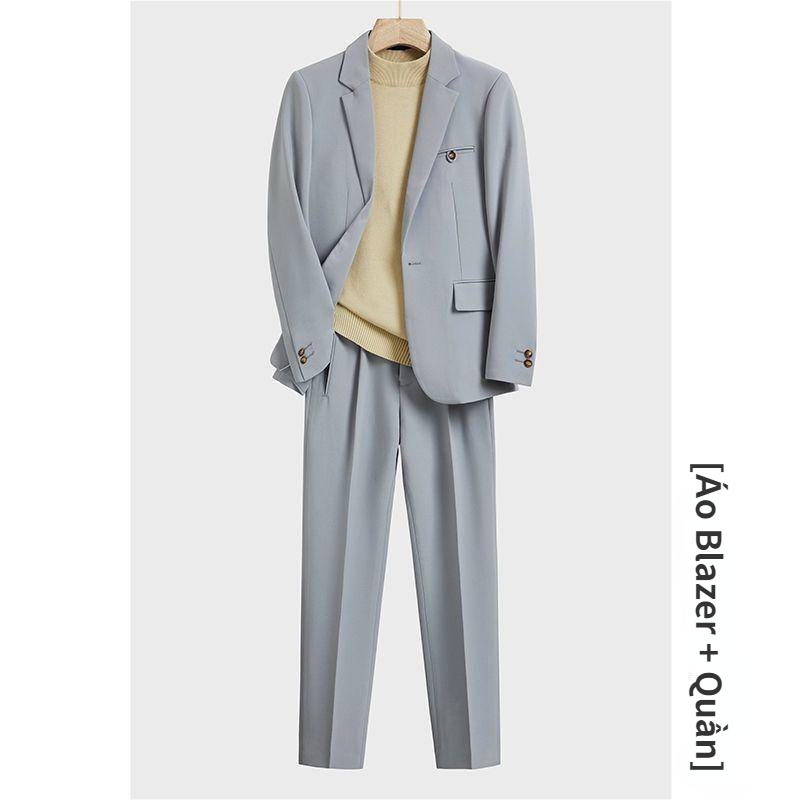 Set áo blazer nam và quần âu nam form dáng dễ phối đồ áo khoác nam dài tay 2 lớp thời trang cao cấp