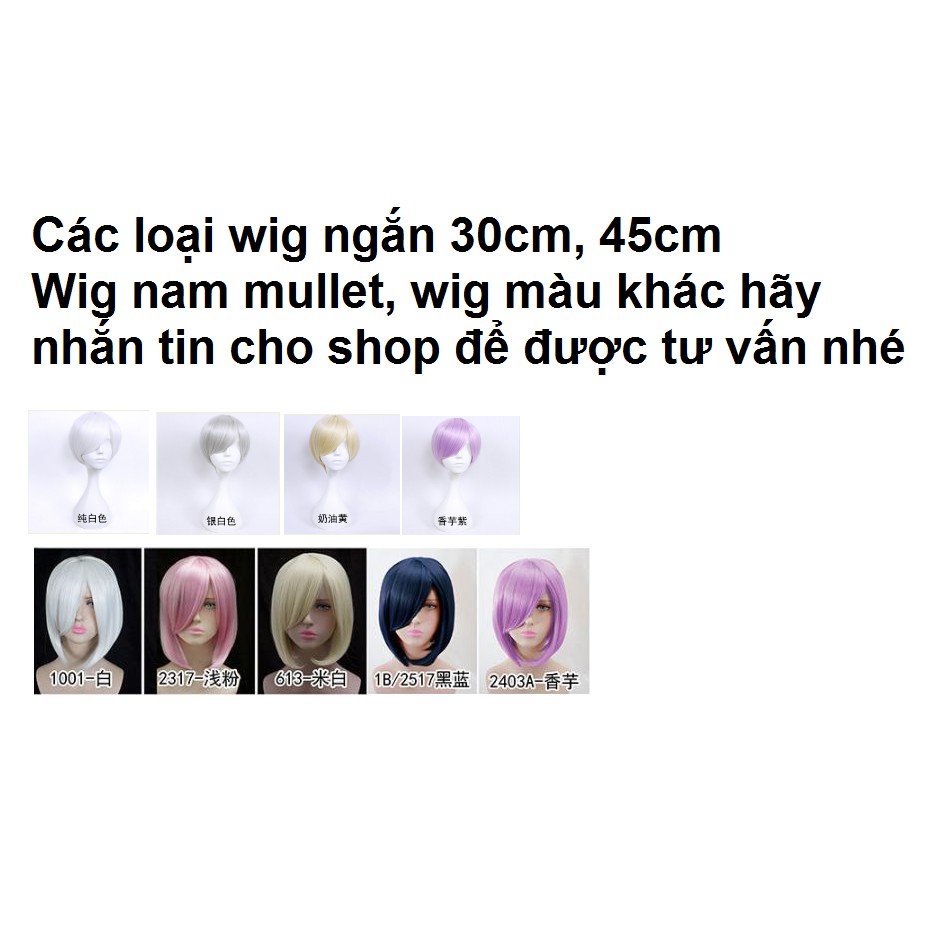 tóc giả cosplay nhiều màu nữ/ nam(ngắn, 100cm, xù)