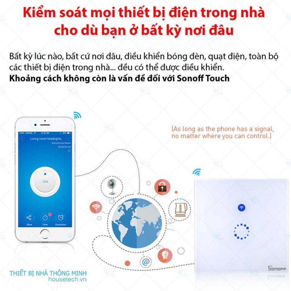 Công tắc cảm ứng điều khiển từ xa qua wifi Sonoff Touch