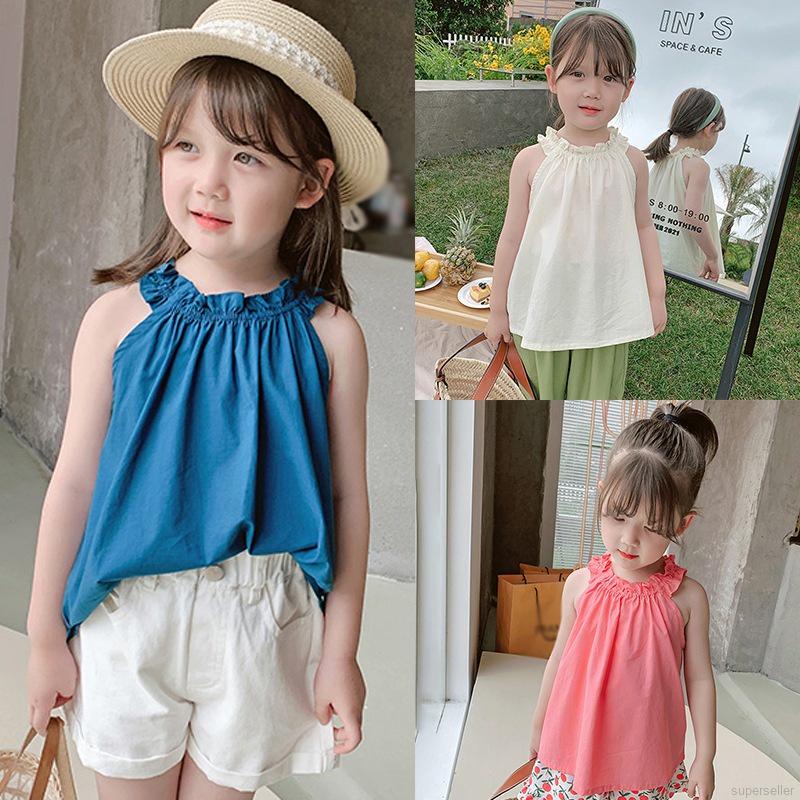 Áo Hai Dây Phối Ren Kiểu Hàn Quốc Thời Trang Mùa Hè Mới Cho Bé Gái