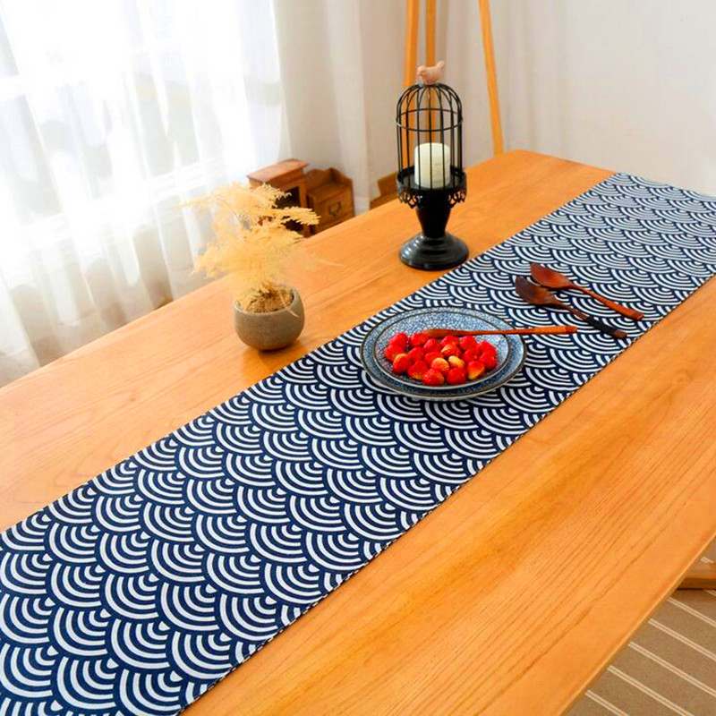 High-end Japanese-style Cotton Linen Table Runner Lattice Tea Table Zen Linen Retro Tablecloth Plate Mat Super Long Size